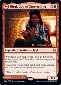 Birgi, God of Storytelling - Prerelease Cards - Magic: The Gathering card