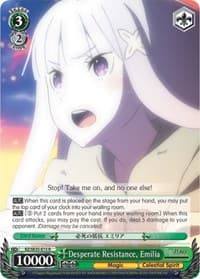 Desperate Resistance, Emilia - Re:ZERO: The Frozen Bond - Weiss Schwarz card
