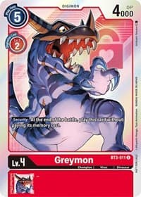 Greymon - BT3-011 (Box Topper) - Release Special Booster 1.5 - Digimon Card Game card
