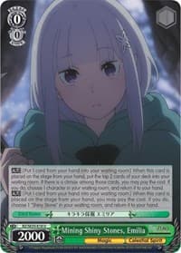 Mining Shiny Stones, Emilia - Re:ZERO: The Frozen Bond - Weiss Schwarz card