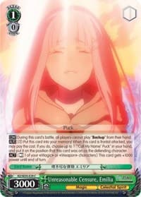 Unreasonable Censure, Emilia (Parallel Foil) - Re:ZERO: The Frozen Bond - Weiss Schwarz card