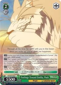 Feelings Toward Emilia, Puck (Parallel Foil) - Re:ZERO: The Frozen Bond - Weiss Schwarz card