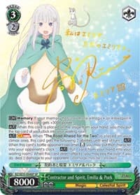 Contractor and Spirit, Emilia & Puck (SP) - Re:ZERO: The Frozen Bond - Weiss Schwarz card