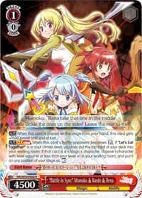 "Battle in Sync" Momoko & Kaede & Rena - Magia Record: Puella Magi Madoka Magica [Side Story] (Mobile) - Weiss Schwarz card