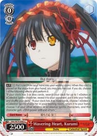 Wavering Heart, Kurumi - Date A Live - Weiss Schwarz card