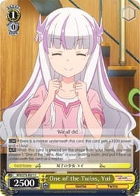 One of the Twins, Yui - BOFURI: I Don't Want to Get Hurt, so I'll Max Out My Defense - Weiss Schwarz card