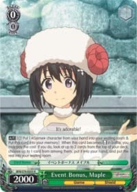 Event Bonus, Maple - BOFURI: I Don't Want to Get Hurt, so I'll Max Out My Defense - Weiss Schwarz card