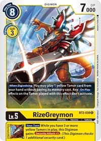 RizeGreymon - BT2-038 (Official Tournament Pack Vol.2) - Release Special Booster 1.0 - Digimon Card Game card