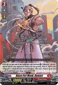 Blaze Fist Monk, Damari - D-BT02: A Brush with the Legends - Cardfight Vanguard card