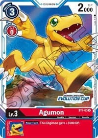 Agumon - ST1-03 (July Evolution Cup 2021 Stamped) - Starter Deck 01: Gaia Red - Digimon Card Game card