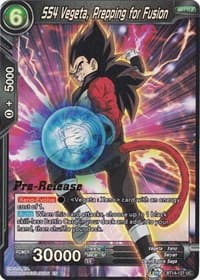 SS4 Vegeta, Prepping for Fusion - Cross Spirits Pre-Release Cards - Dragon Ball Super: Masters card