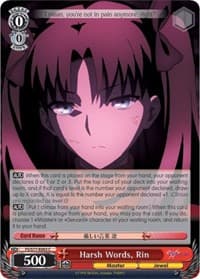 Harsh Words, Rin - Fate/stay night [Heaven's Feel] Vol.2 - Weiss Schwarz card