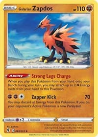 Galarian Zapdos - SWSH07: Evolving Skies - Pokemon card