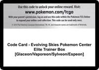 Code Card - Evolving Skies Pokemon Center Elite Trainer Box [Glaceon/Vaporeon/Sylveon/Espeon] - SWSH07: Evolving Skies - Pokemon card