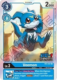 Veemon - BT2-021 (DC-1 Grand Prix) - Release Special Booster 1.5 - Digimon Card Game card