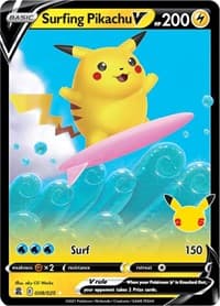 Surfing Pikachu V - Celebrations - Pokemon card