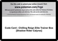 Code Card - Chilling Reign Elite Trainer Box [Shadow Rider Calyrex] - SWSH06: Chilling Reign - Pokemon card
