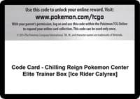 Code Card - Chilling Reign Pokemon Center Elite Trainer Box [Ice Rider Calyrex] - SWSH06: Chilling Reign - Pokemon card