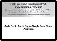 Code Card - Battle Styles Single Pack Blister [Arrokuda] - SWSH05: Battle Styles - Pokemon card