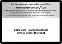 Code Card - Darkness Ablaze 3 Pack Blister [Flareon] - SWSH03: Darkness Ablaze - Pokemon card