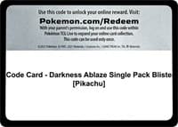 Code Card - Darkness Ablaze Single Pack Blister [Pikachu] - SWSH03: Darkness Ablaze - Pokemon card