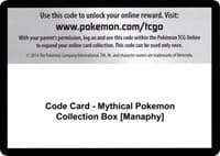 Code Card - Mythical Pokemon Collection Box [Manaphy] - Generations - Pokemon card