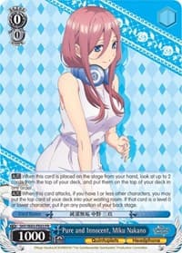 Pure and Innocent, Miku Nakano - The Quintessential Quintuplets - Weiss Schwarz card