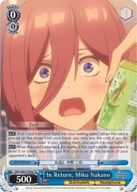 In Return, Miku Nakano - The Quintessential Quintuplets - Weiss Schwarz card