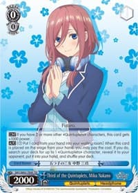 Third of the Quintuplets, Miku Nakano - The Quintessential Quintuplets - Weiss Schwarz card