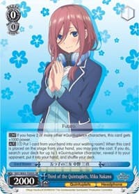 Third of the Quintuplets, Miku Nakano (SR) - The Quintessential Quintuplets - Weiss Schwarz card