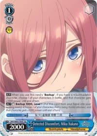 Detected Discomfort, Miku Nakano - The Quintessential Quintuplets - Weiss Schwarz card