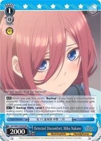 Detected Discomfort, Miku Nakano (RRR) - The Quintessential Quintuplets - Weiss Schwarz card