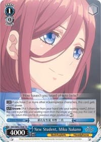 New Student, Miku Nakano - The Quintessential Quintuplets - Weiss Schwarz card
