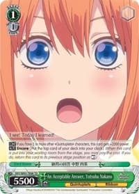 An Acceptable Answer, Yotsuba Nakano - The Quintessential Quintuplets - Weiss Schwarz card
