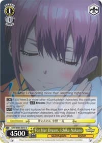 For Her Dream, Ichika Nakano - The Quintessential Quintuplets - Weiss Schwarz card