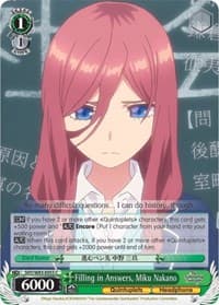 Filling in Answers, Miku Nakano - The Quintessential Quintuplets - Weiss Schwarz card