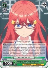 Reason for Trying Hard, Itsuki Nakano - The Quintessential Quintuplets - Weiss Schwarz card