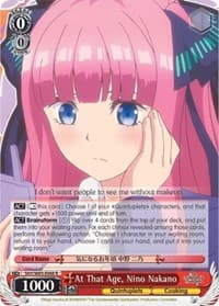 At That Age, Nino Nakano - The Quintessential Quintuplets - Weiss Schwarz card