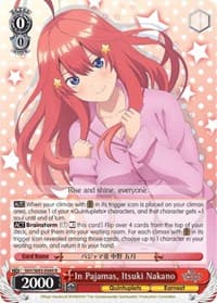 In Pajamas, Itsuki Nakano - The Quintessential Quintuplets - Weiss Schwarz card
