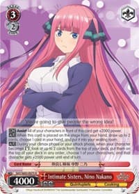 Intimate Sisters, Nino Nakano - The Quintessential Quintuplets - Weiss Schwarz card