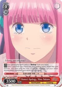 Honest Apology, Nino Nakano - The Quintessential Quintuplets - Weiss Schwarz card