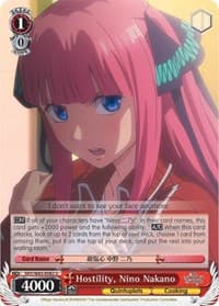 Hostility, Nino Nakano - The Quintessential Quintuplets - Weiss Schwarz card