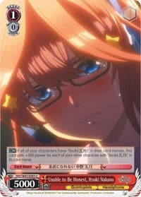 Unable to Be Honest, Itsuki Nakano - The Quintessential Quintuplets - Weiss Schwarz card