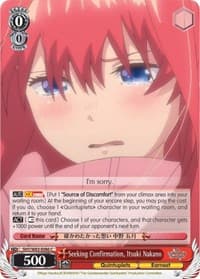 Seeking Confirmation, Itsuki Nakano - The Quintessential Quintuplets - Weiss Schwarz card