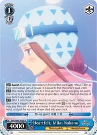 Heartfelt, Miku Nakano - The Quintessential Quintuplets - Weiss Schwarz card