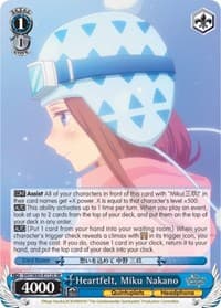 Heartfelt, Miku Nakano (SR) - The Quintessential Quintuplets - Weiss Schwarz card