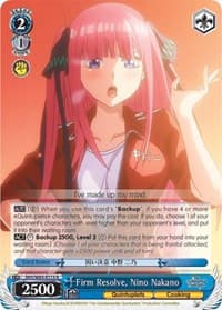 Firm Resolve, Nino Nakano - The Quintessential Quintuplets - Weiss Schwarz card