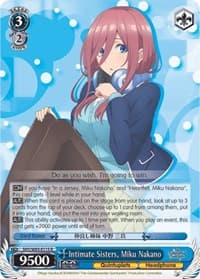 Intimate Sisters, Miku Nakano - The Quintessential Quintuplets - Weiss Schwarz card