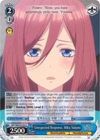 Unexpected Response, Miku Nakano - The Quintessential Quintuplets - Weiss Schwarz card