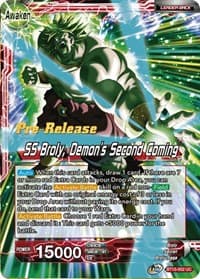 Broly // SS Broly, Demon's Second Coming - Saiyan Showdown Pre-Release Cards - Dragon Ball Super: Masters card